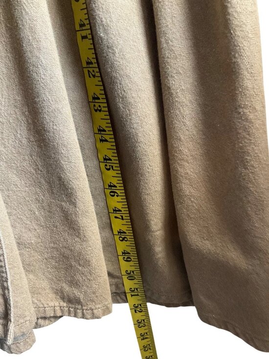 VTG Perry Ellis America Tan Brown Collared Denim Maxi Faux Wrap Dress Cotton - Picture 10 of 12